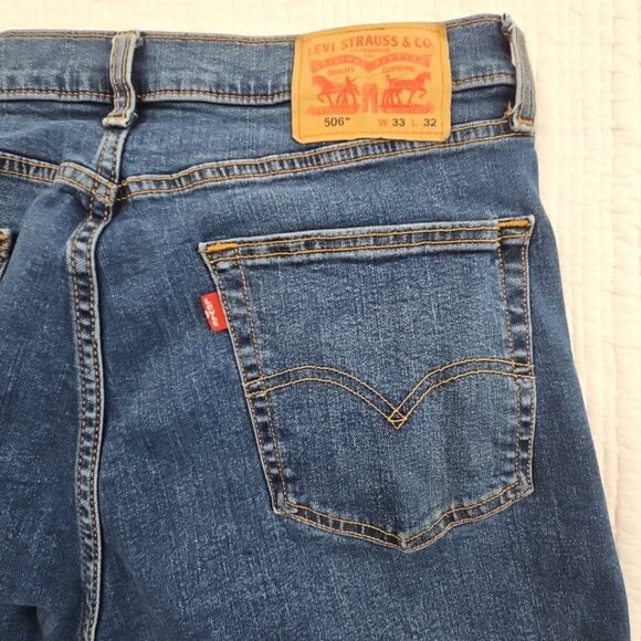 Levi's 506 Jeans Men's 33x32 Medium Wash Comfort Stretch Straight Leg Mid-Rise - Picture 6 of 16